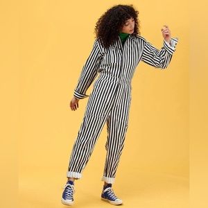 Lucy & Yak Carmen Boilersuit in Black & White Stripe